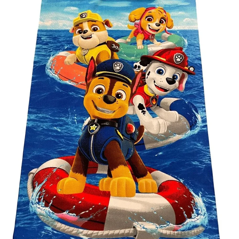 Paw Patrol Kids Beach Towel With Chase, Rubble, Marshall & Skye Design